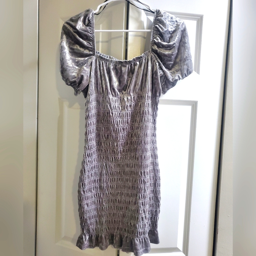 H&M DIVIDED Silver Runched Velvet Dress Women's Size Small NWOT